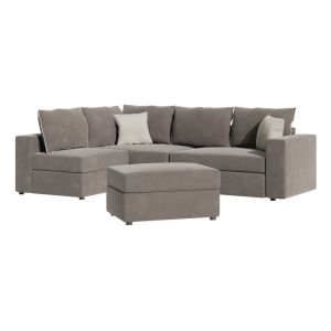 Reversible polymorphic sofa London gray fabric-light gray cushions 296x246x95cm