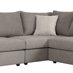 Reversible polymorphic sofa London gray fabric-light gray cushions 296x246x95cm