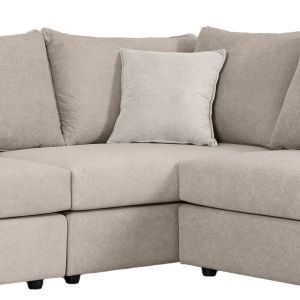 Reversible polymorphic sofa London gray-beige fabric-light gray pillows 296x246x95cm