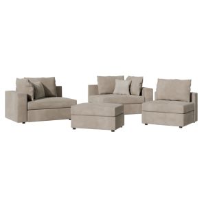 Reversible polymorphic sofa London gray-beige fabric-light gray pillows 296x246x95cm