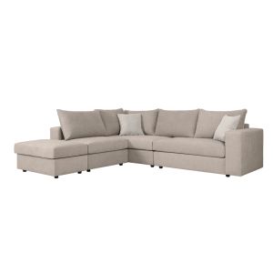 Reversible polymorphic sofa London gray-beige fabric-light gray pillows 296x246x95cm