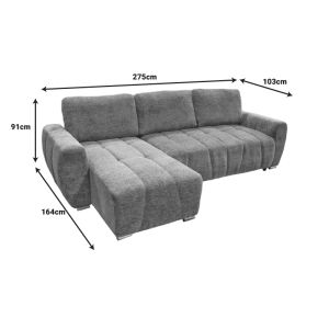 Vivad reversible sofa bed in dark brown fabric 275x164x91cm