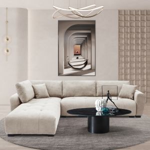 Gianco reversible corner sofa with beige fabric 298x208x85cm
