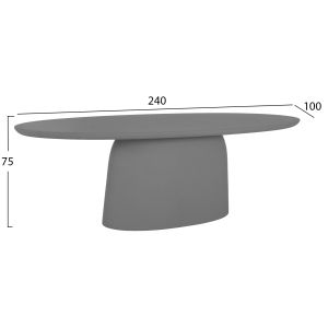 Oval dining table Breccan Hm6577.01 gray fiber cement 240x100x75cm.