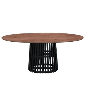 Oval dining table Mekong brown-black color 180x90x76cm