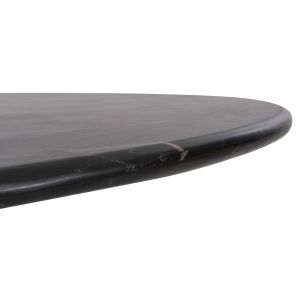 Oval dining table Draxxhm9689 acacia solid wood with marble top black color 200x100x76hcm
