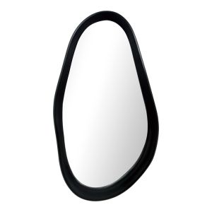 Oval mirror Baloa Mdf in black color 44x4x80cm