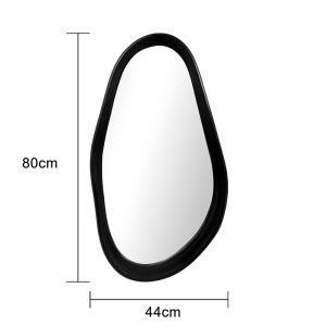 Oval mirror Baloa Mdf in black color 44x4x80cm