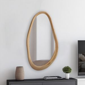Oval mirror Baloa made of Mdf in a natural shade 44x4x80cm