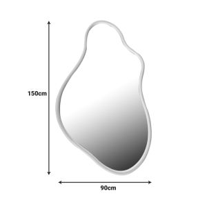 Decorde wood mirror in white color 90x3.5x150cm