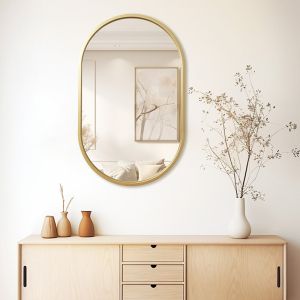 Ellipse mirror with gold frame 50x2x80cm