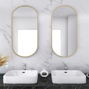 Ellipse mirror with gold frame 50x2x80cm