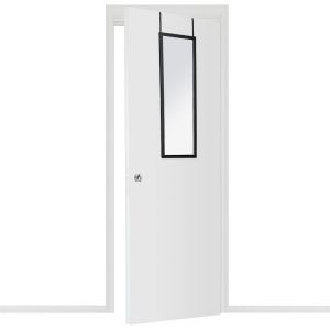 Door mirror with polyresin frame black 34x1.7x94cm