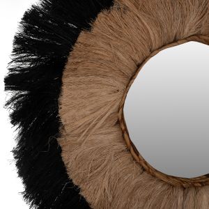 Round mirror in natural and black color Hm7737