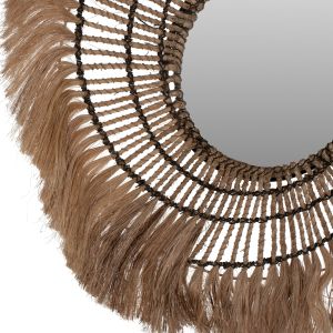 Round mirror with natural color and black rope Hm7741
