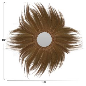 Round mirror in natural color with banana peel threads Hm7735