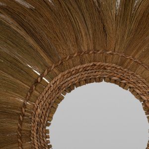 Round mirror in natural color with banana peel threads Hm7735