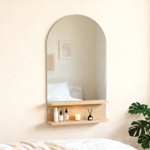 Mirror with shelf Mensola Mdf in natural shade 45.7x12.7x76.2cm