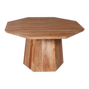 Octagonal coffee table made of tropical acacia solid wood in a natural shade D80x45cm