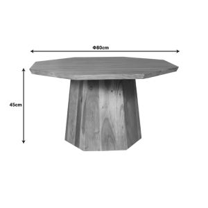 Octagonal coffee table made of tropical acacia solid wood in a natural shade D80x45cm