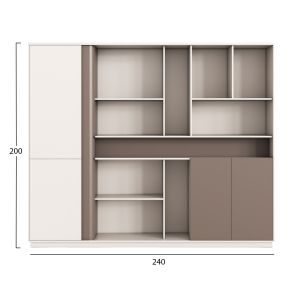 Офис библиотека Newline Hm18279 меламин в кремаво бяло и светло кафяво 240x40x200всм.