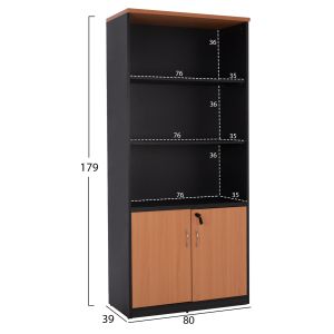 Office bookcase in oak color with 2 doors 80x40x180cm Hm2014,01