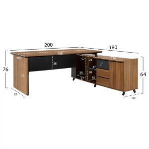 Office bookcase with swivel corner Supreme 200x180x76cm Hm2384