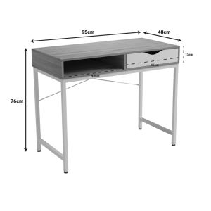 Офис бюро Kama в цвят Sonoma-grey с черни метални крака 95x48x76см