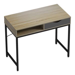 Офис бюро Kama в цвят Sonoma-grey с черни метални крака 95x48x76см