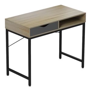 Офис бюро Kama в цвят Sonoma-grey с черни метални крака 95x48x76см