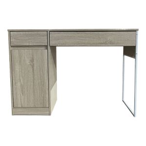 Kantor office desk in natural color with white metal leg 110x50x76cm
