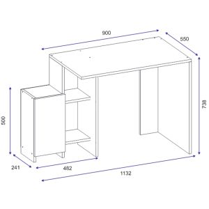 Офис бюро Kely в цвят бял дъб 113х45х74cm