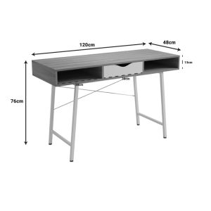 Офис бюро Komo в цвят Sonoma-grey с черни метални крака 120x48x76см