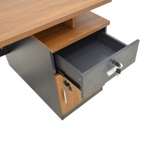 Office desk Oscar in walnut-dark gray color 150x80x76cm