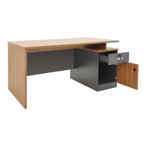 Office desk Oscar in walnut-dark gray color 180x90x76cm