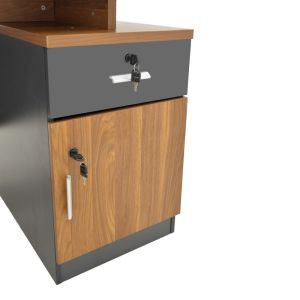 Office desk Oscar in walnut-dark gray color 180x90x76cm