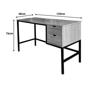 Ramen office desk in Sonoma color with black metal legs 120x48x76cm