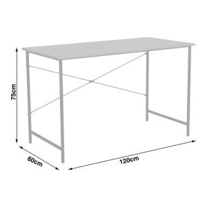 Office desk Senzia in natural color with white metal 120x60x75cm