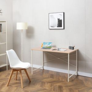 Office desk Senzia in natural color with white metal 120x60x75cm