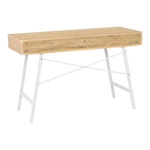 Офис бюро Yamin в цвят дъб с бели метални крака 120x48x76см