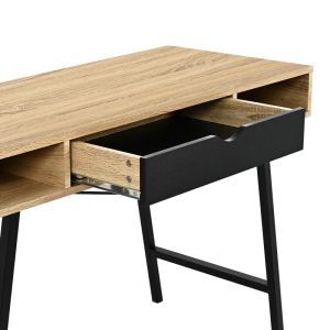 Офис бюро Yamin в цвят дъб с черни метални крака 120x48x76см