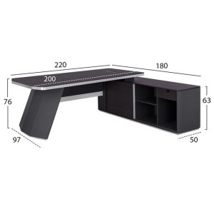 Офис бюро десен ъгъл Rosewood Hm2083r 220x180x76cm