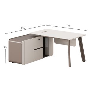 Office desk left corner Newline Hm18272l melamine in ceramic color white-light brown 160x145x75cm.