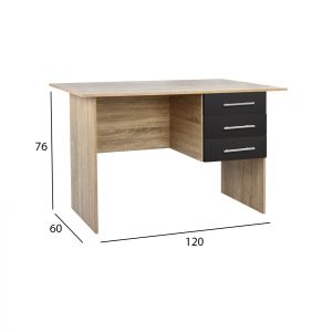 Office desk melamine with 3 drawers, sonoma-gray 120x60x76cm Hm2029,04