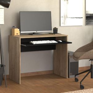 Офис бюро париж в цвят сив дъб и черно с размери 90х45х74cm