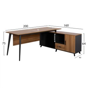 Office desk with swivel corner 200x160x75cm Hm2126