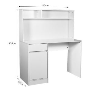 Офис бюро с рафт Secreta в бял цвят 110x50x135см