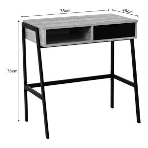 Office desk with shelf and drawer Rezio in oak color with black metal leg 75x45x76cm