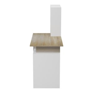 Офис бюро с рафт и шкаф меза в цвят сонома-бяло 146.3x55x128.8см