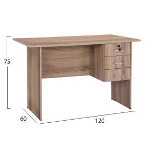 Office melamine with 3 drawers gray color 120x60x75cm Hm2268,02